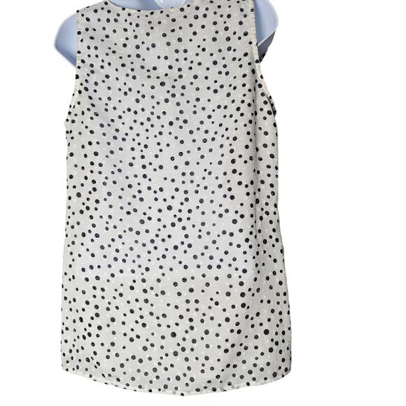 LOFT Black White Polka Dot Ruffle Sleeveless Blouse Women’s M Layering Top - Picture 3 of 8